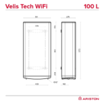 Ariston Velis Tech Wi-Fi 100 tehnicki crtez